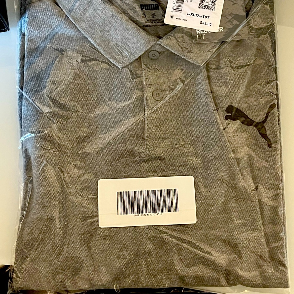 NWT - XLT - Grey Puma men’s polo shirt
